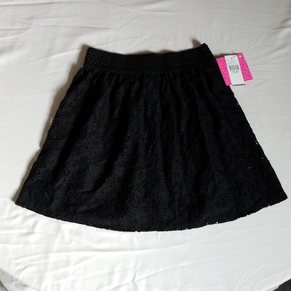 IZ Byer Girls skirt black eyelet size 14 large Nwt
